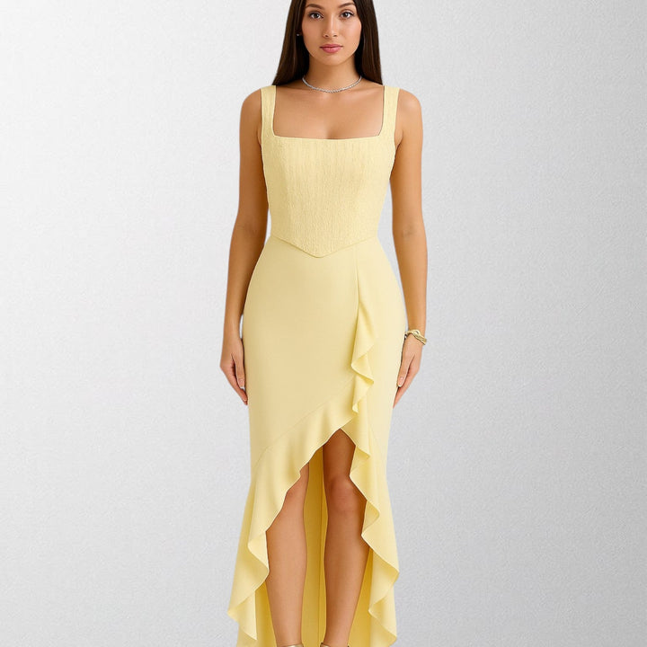 Olivia - Ruffled satin corset dress