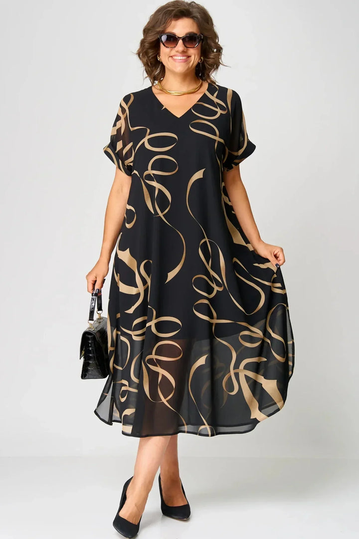 Olivia - Black Abstract Print Dress