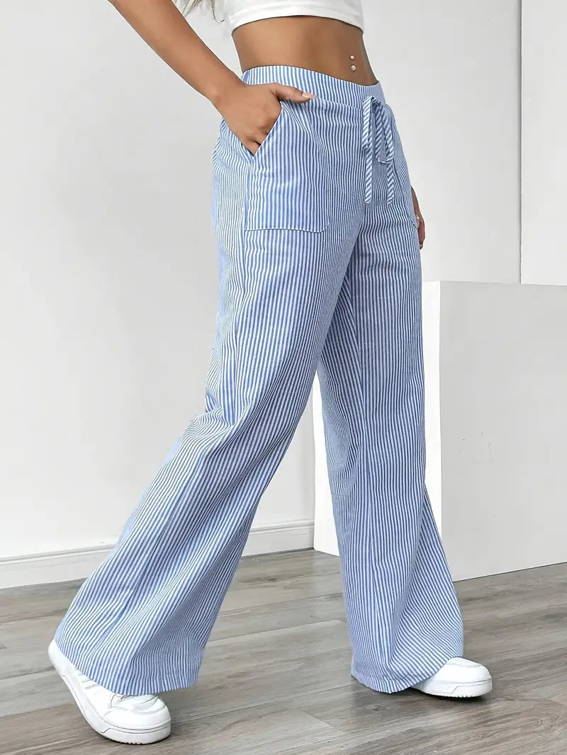 Alina™ | Elegant Striped Trousers with Pockets