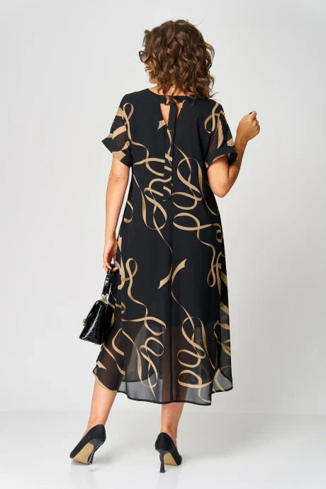 Olivia - Black Abstract Print Dress