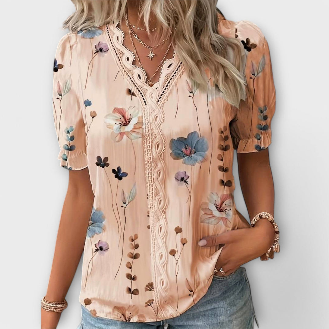 Emily - Fashionable Blouse with Pointed Neckline