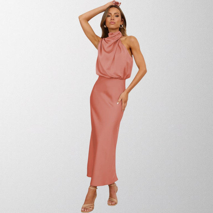Olivia - Timeless Satin Halter Dress