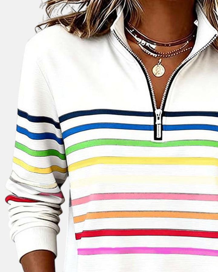 Emily - Striped Zip Sweatshirt
