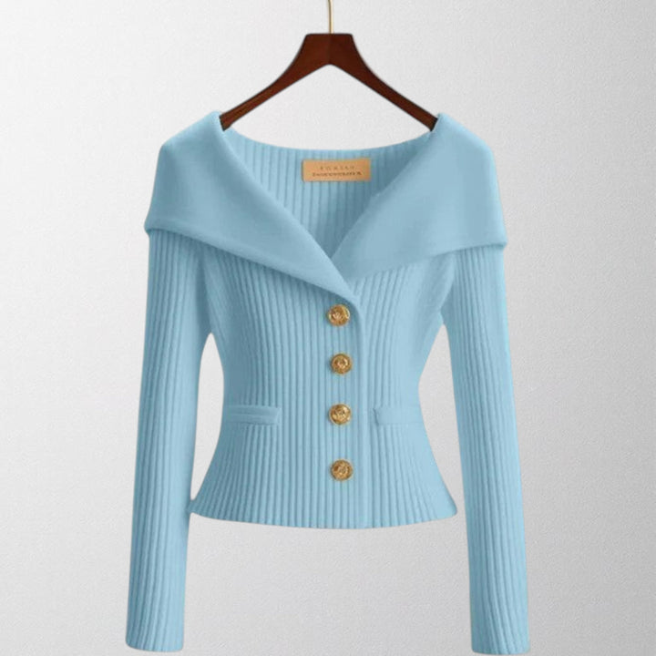 Olivia - Elegant Ribbed Cardigan with Gold Buttons