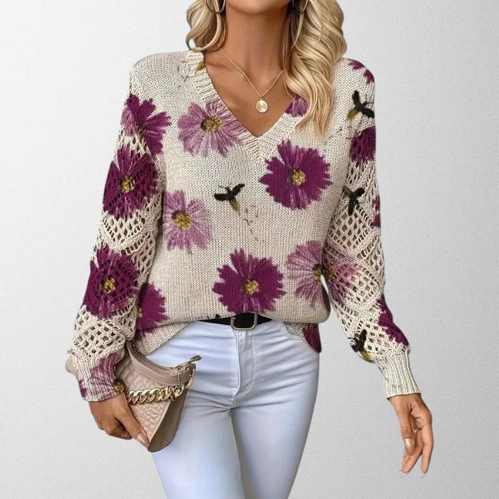 Olivia - Elegant Floral Knit Jumper