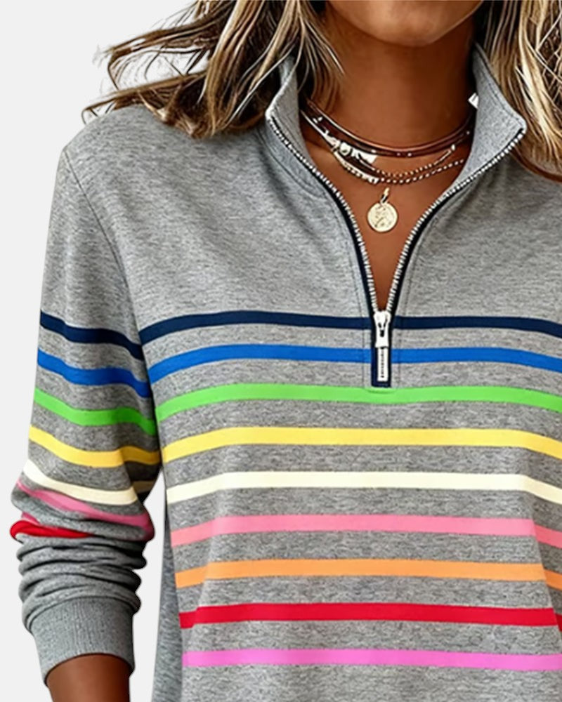 Emily - Striped Zip Sweatshirt