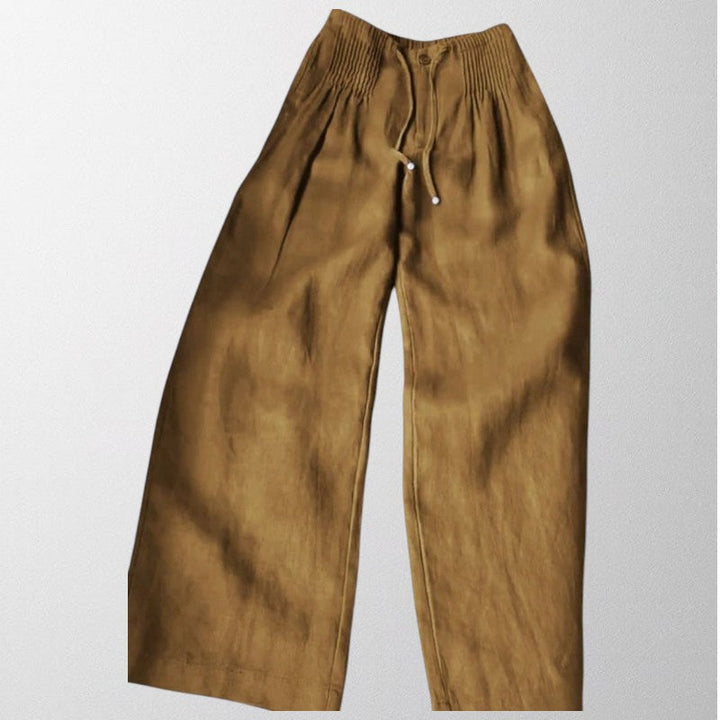 Olivia - Wide-leg Trousers in Cotton and Linen Blend
