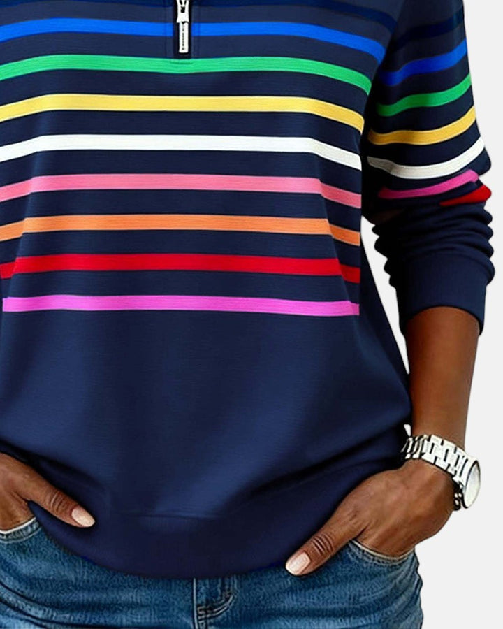 Emily - Striped Zip Sweatshirt