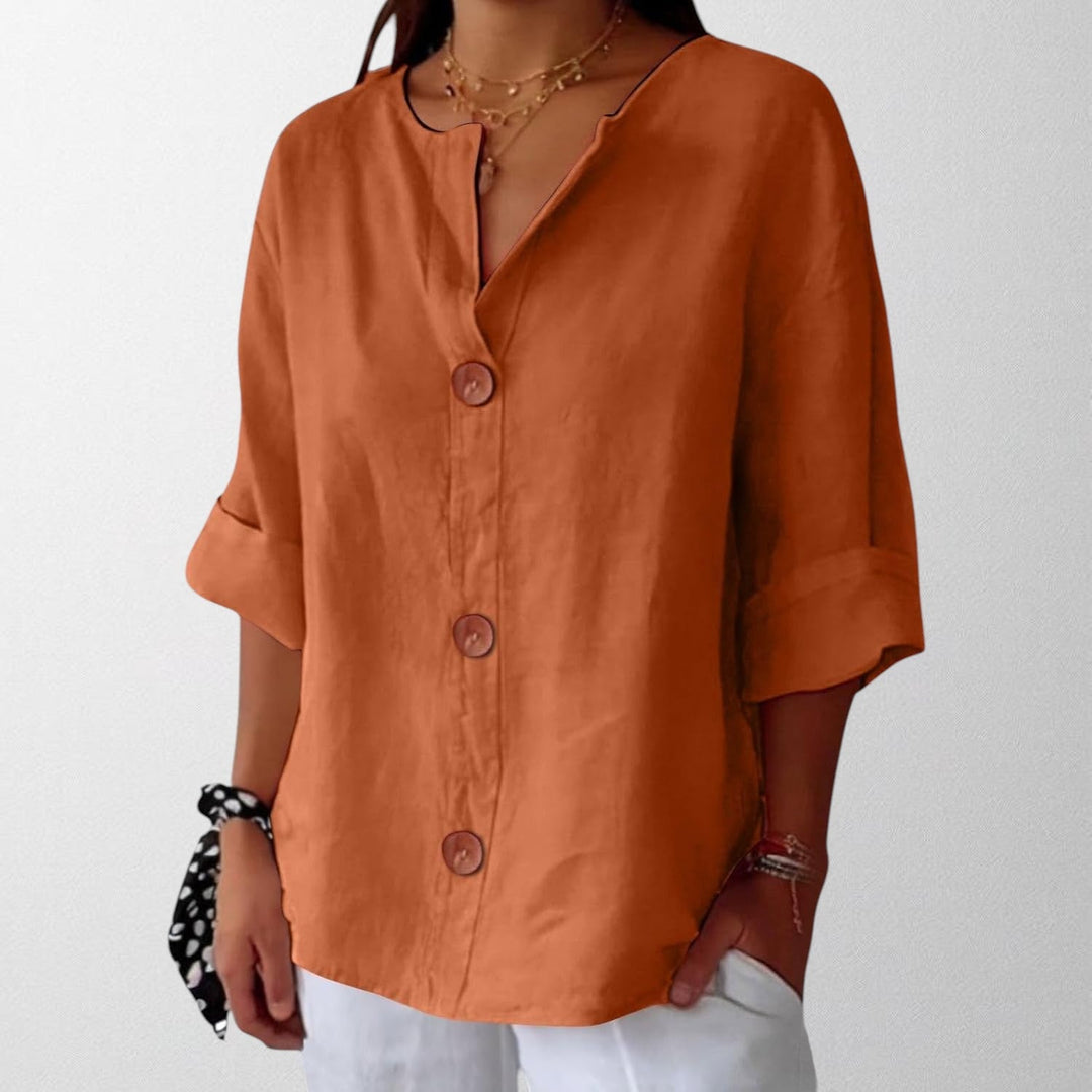 Noora - Relaxed Linen Blouse for Timeless Elegance