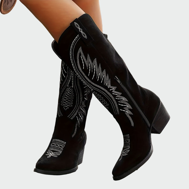 Stylish Embroidered Western Ankle Boots