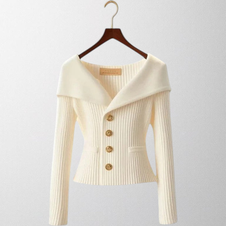 Olivia - Elegant Ribbed Cardigan with Gold Buttons