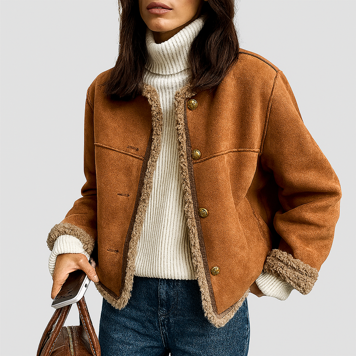 Isabella Shearling Button Jacket