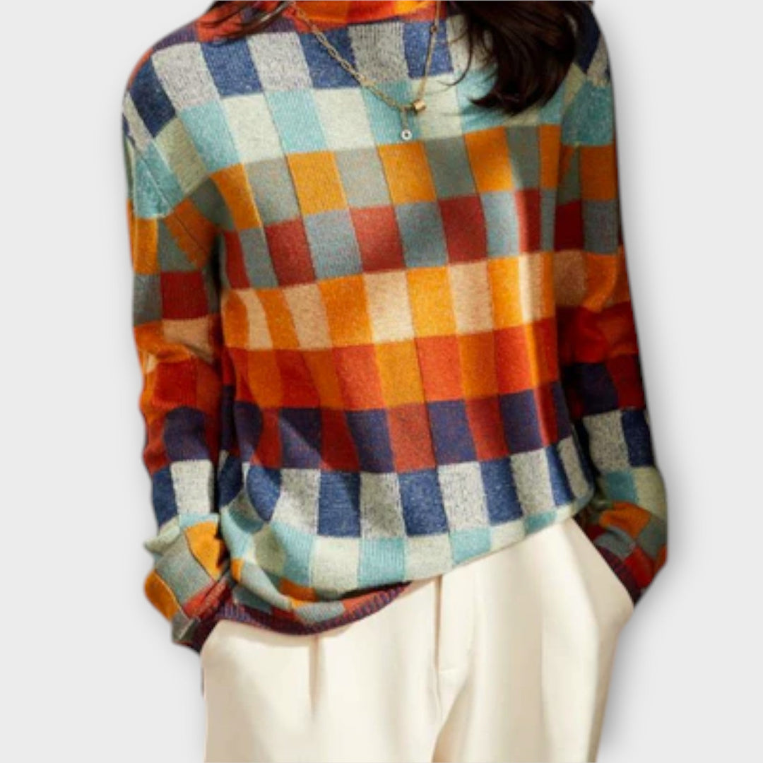 Erika - Patchwork Turtleneck Jumper