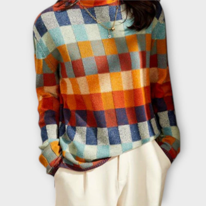 Erika - Patchwork Turtleneck Jumper