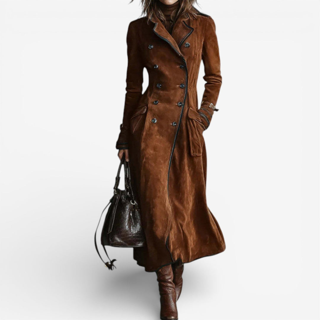 Natalia - Suede Leather Trench Coat
