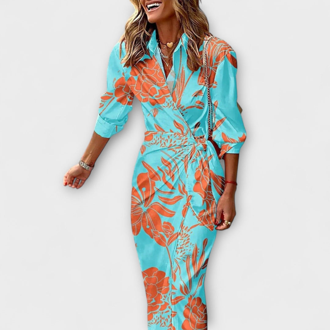 Clarissa – Striped Midi Shirt Dress