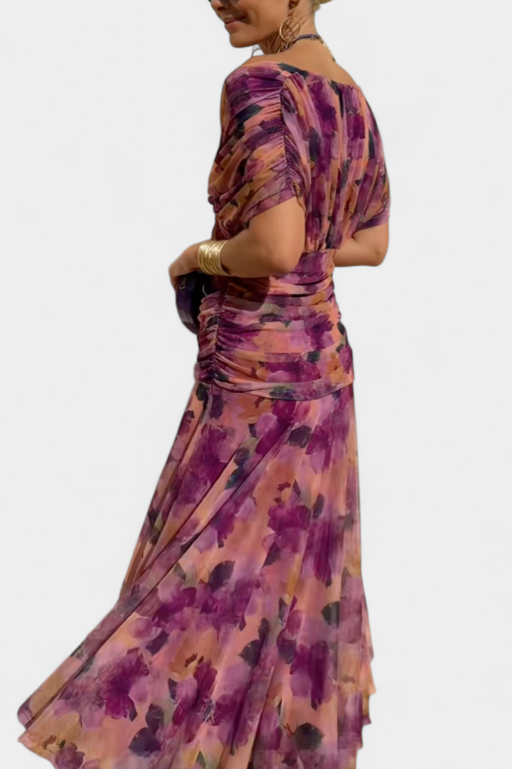 Elowen - Long floral dress with V-neck