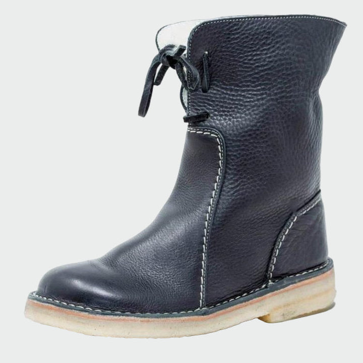 Waterproof Leather Ankle Boots with Wool Lining