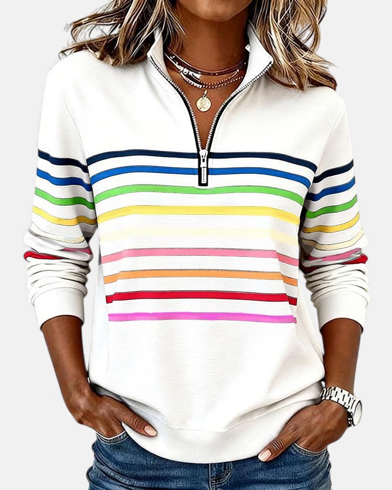 Emily - Striped Zip Sweatshirt