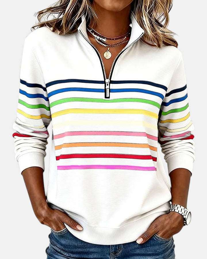 Emily - Striped Zip Sweatshirt