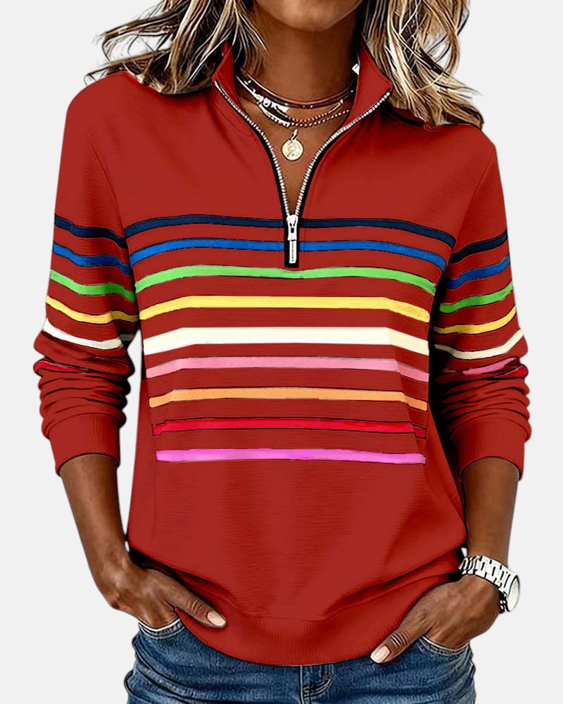 Emily - Striped Zip Sweatshirt