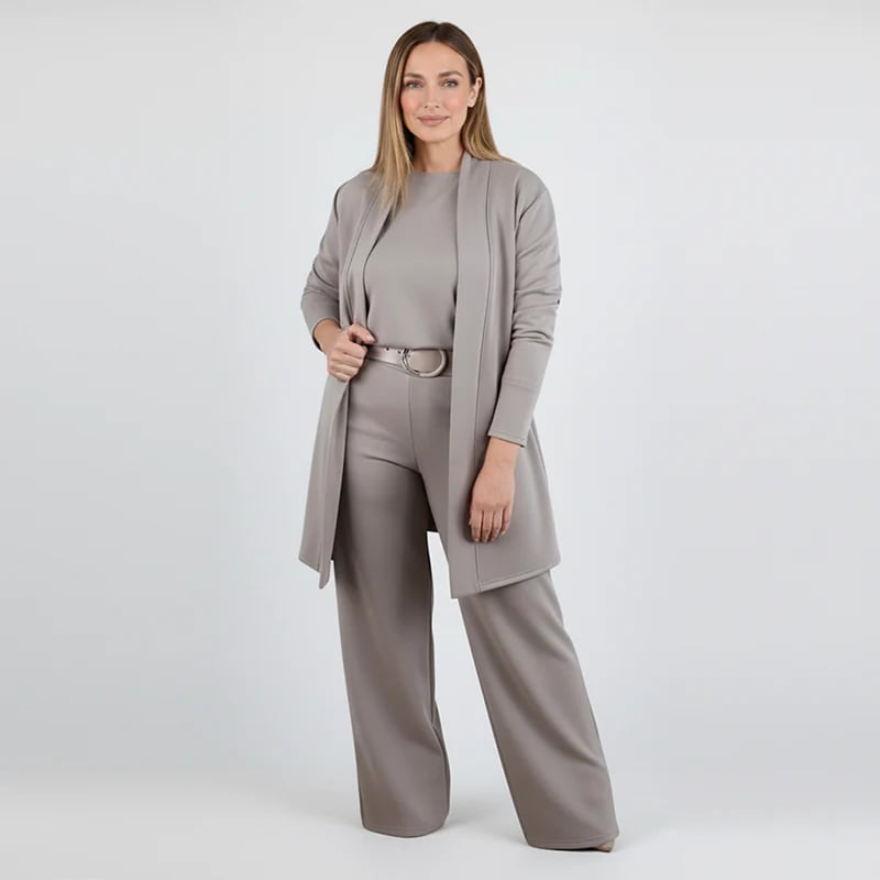 Alice - Elegant three piece set consisting of a long cardigan, a top and trousers