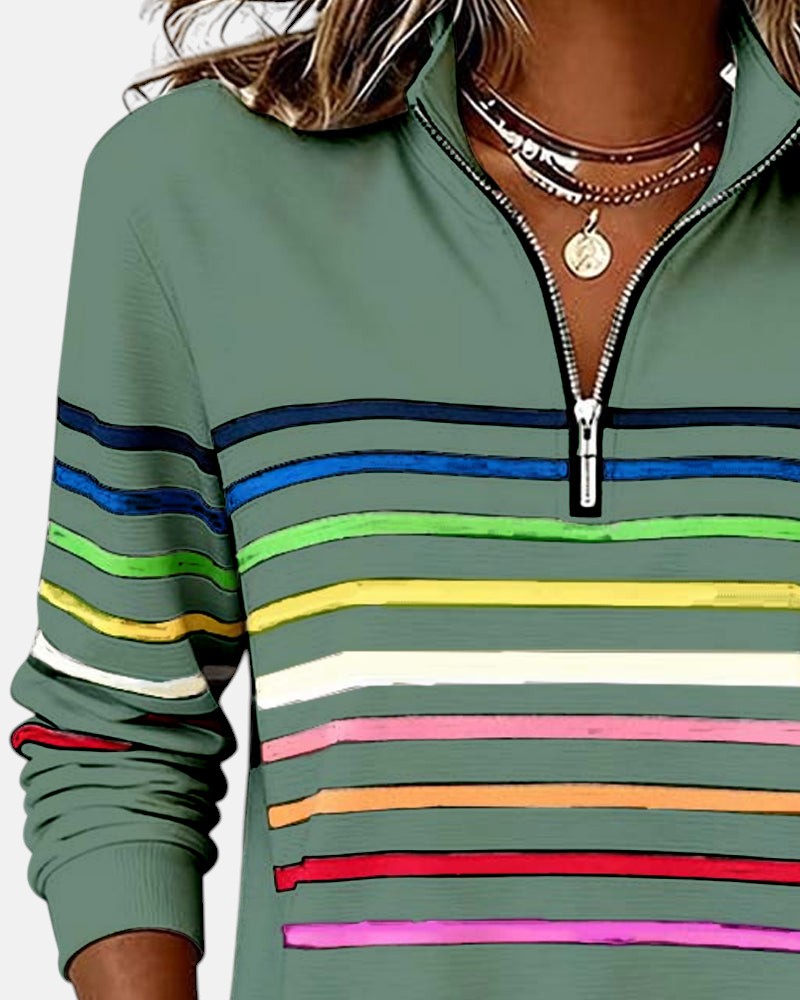 Emily - Striped Zip Sweatshirt
