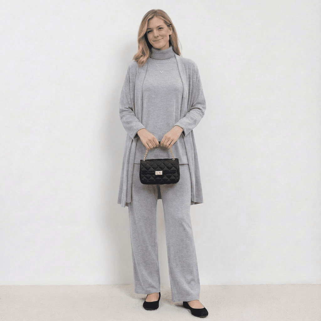 Sophie - Cardigan, Knit Top & Pants Set