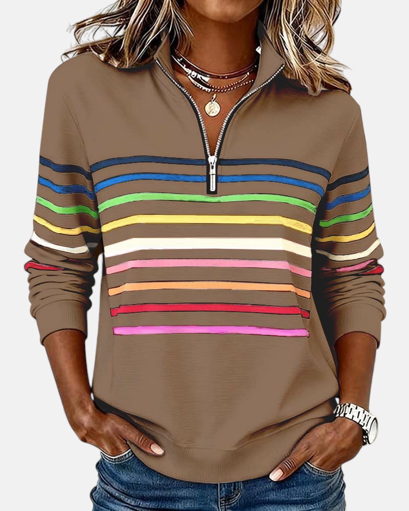 Emily - Striped Zip Sweatshirt