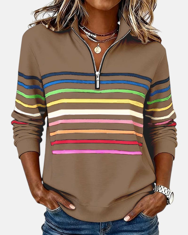Emily - Striped Zip Sweatshirt