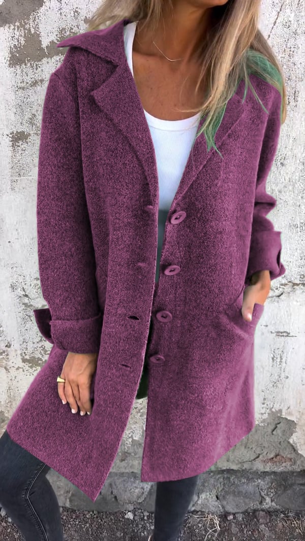 Baylea - Casual Long Coat with Wool Lapel