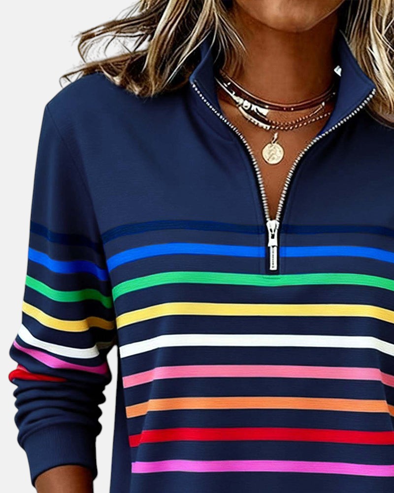 Emily - Striped Zip Sweatshirt