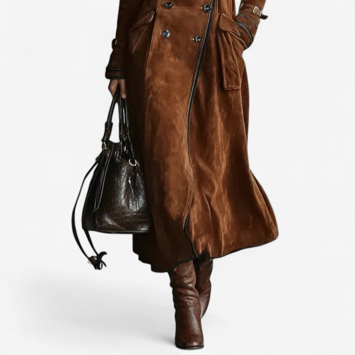 Natalia - Suede Leather Trench Coat