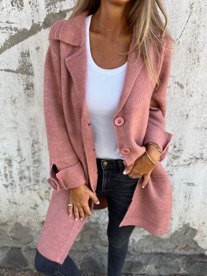 Baylea - Casual Long Coat with Wool Lapel