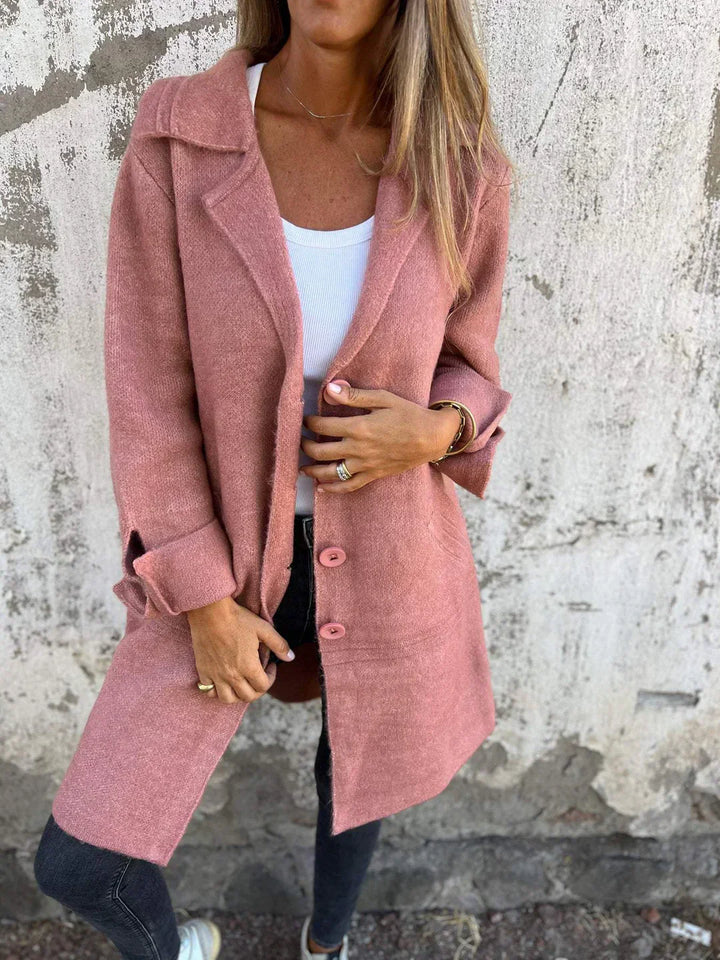 Baylea - Casual Long Coat with Wool Lapel