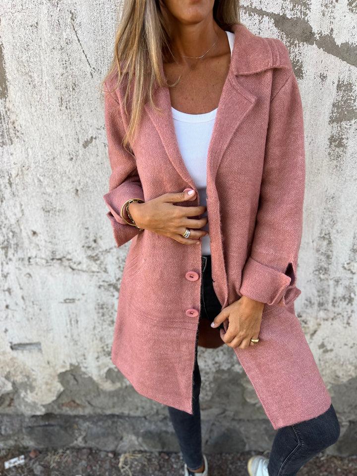 Baylea - Casual Long Coat with Wool Lapel