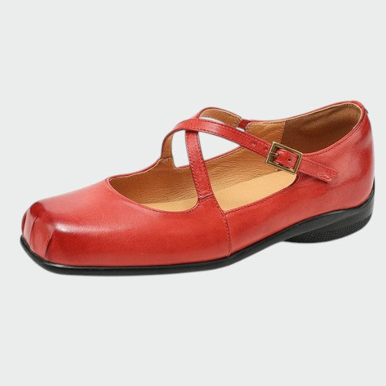 Olivia - Square-Toe Cross-Strap Mary Jane Shoes